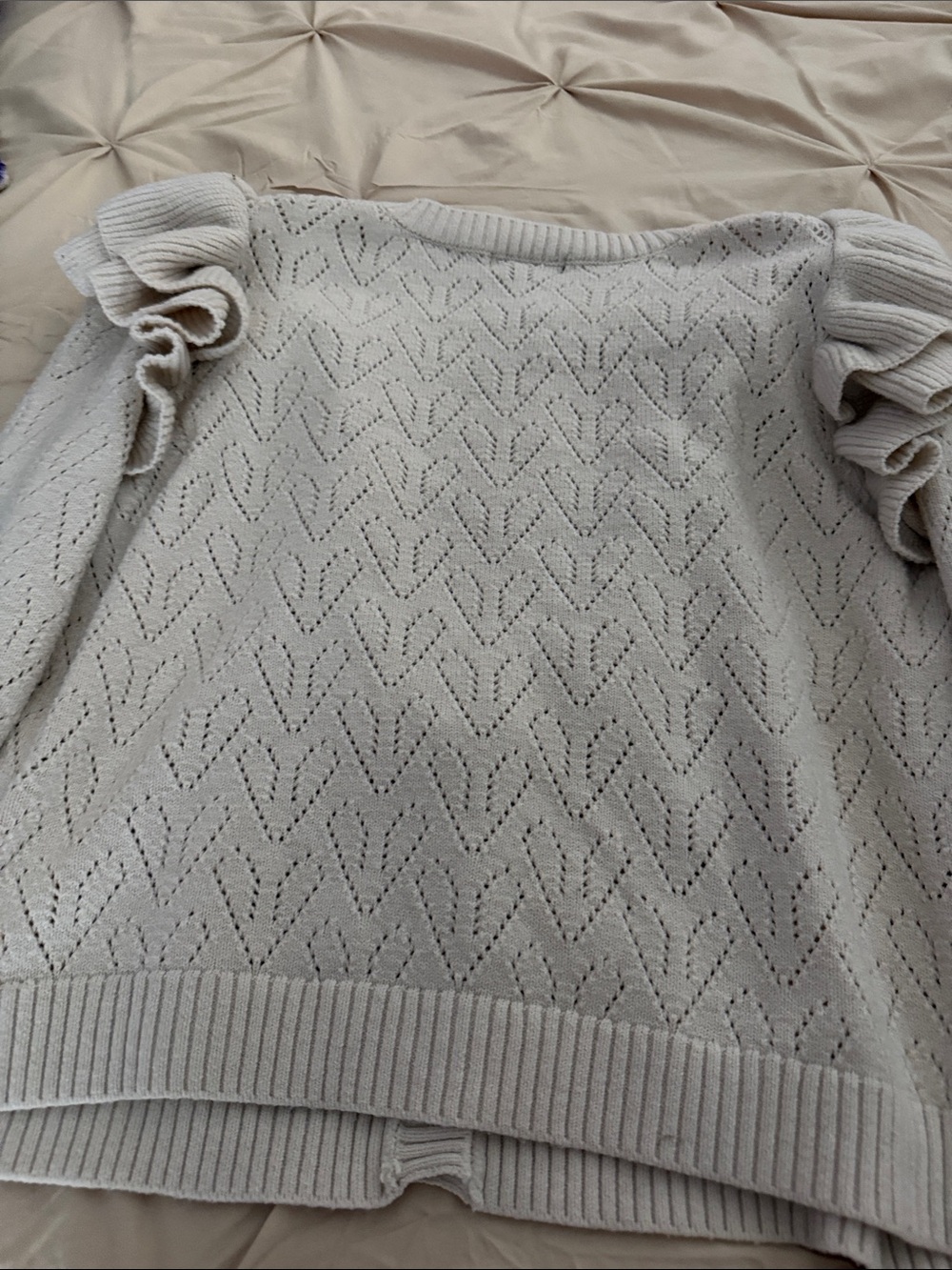 bagatelle Cream Ruffle-Front Knit Cardigan - Picture 5 of 5